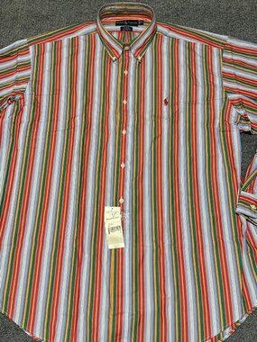 NWT Vintage Polo Ralph Lauren Button Down Shirt Mens Size XL Blake Multi Striped